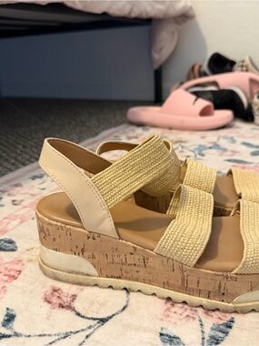 Target Beige Woven Platform Sandals
